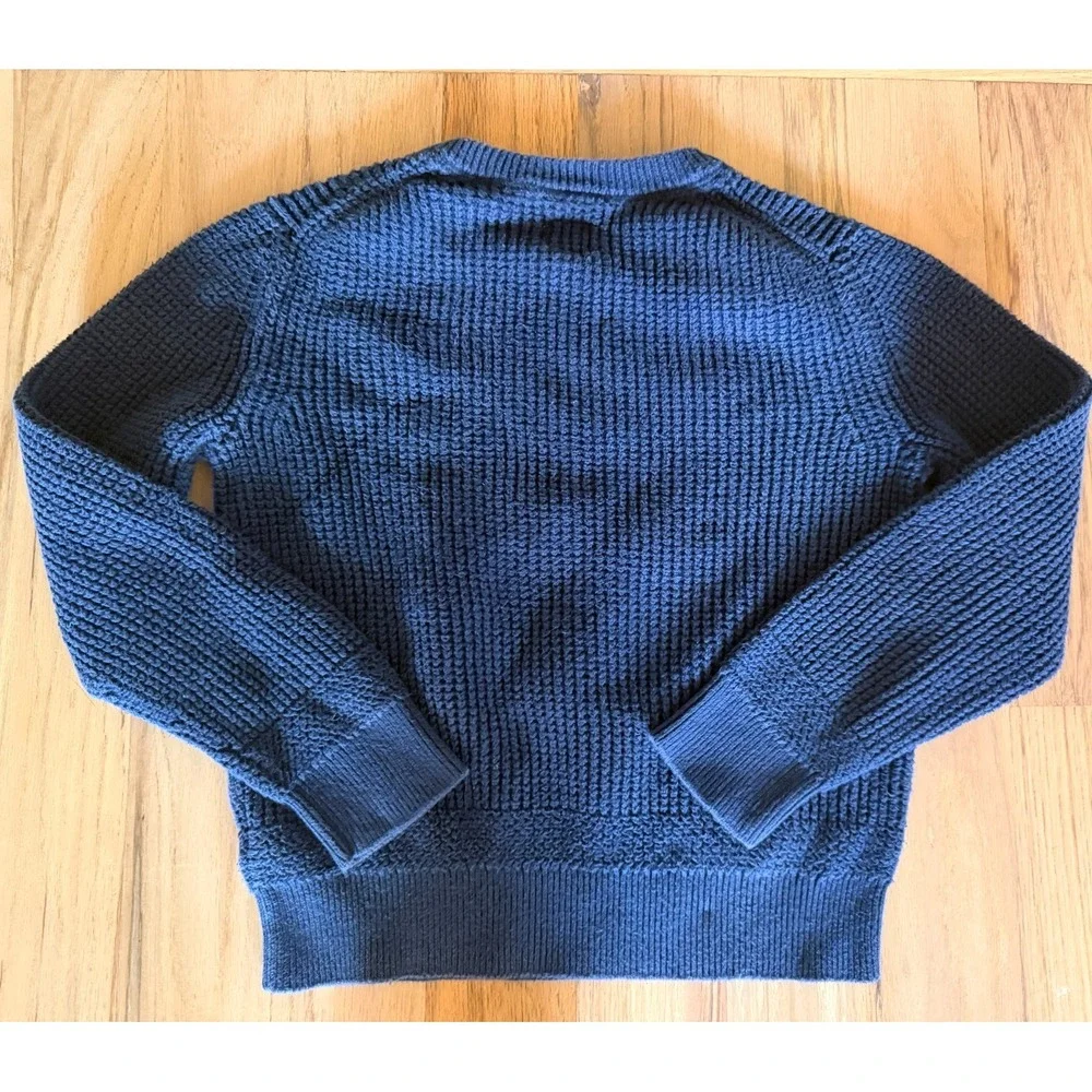 Gap Kids 100% Cotton Chunky Waffle Knit Navy Crewneck Sweater Medium (8-9) Y2K